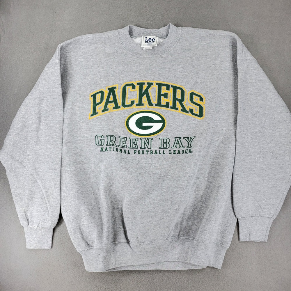 Lee Sport Sweatshirt Mens XXL Gray Green Bay Packers NFL Vintage 90s USA Made